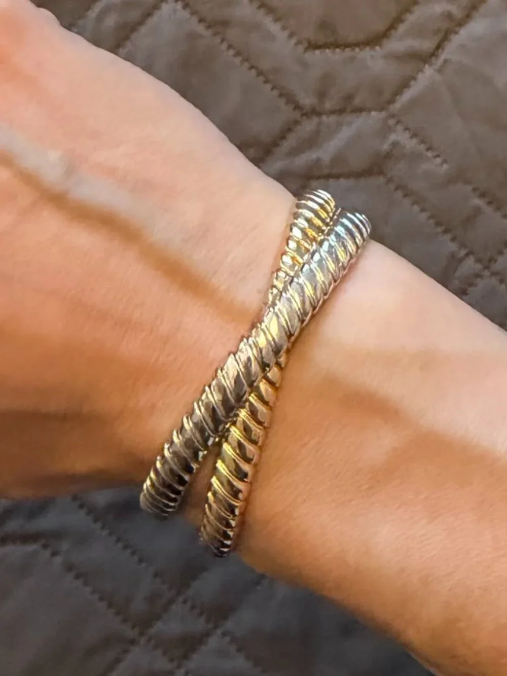 Roxanne Assoulin Double Cobra Bracelet in Shiny Gold & Bright Silver